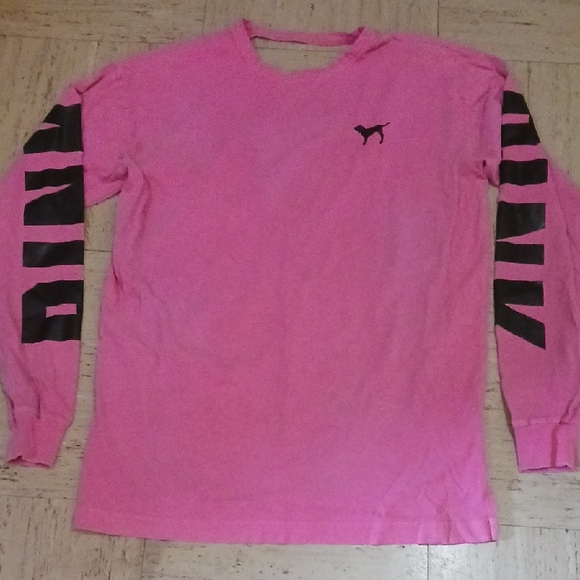PINK Victoria's Secret Tops - Pink Victoria Secret Long Sleeve Shirt with Black Lettering